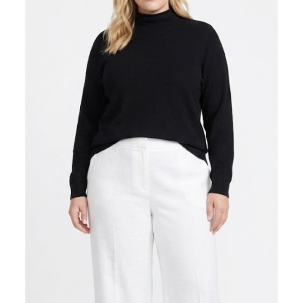 New Adrianna Papell Mock Neck Sweater XL Black Knit Long Sleeve Minimalist